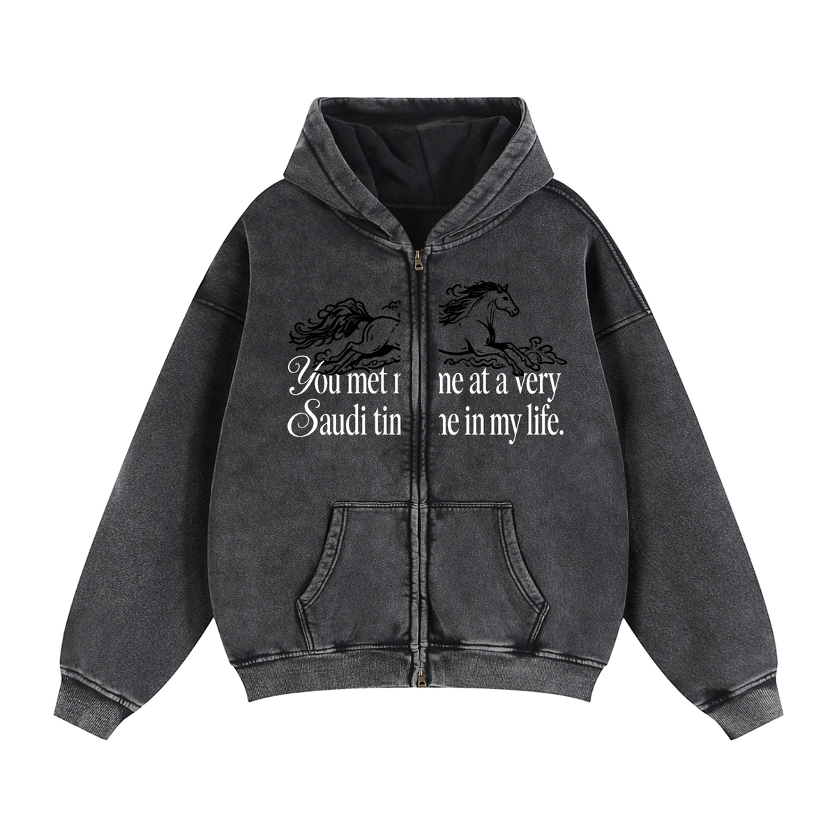 Saudi Time Zip Up Fleece Hoodie